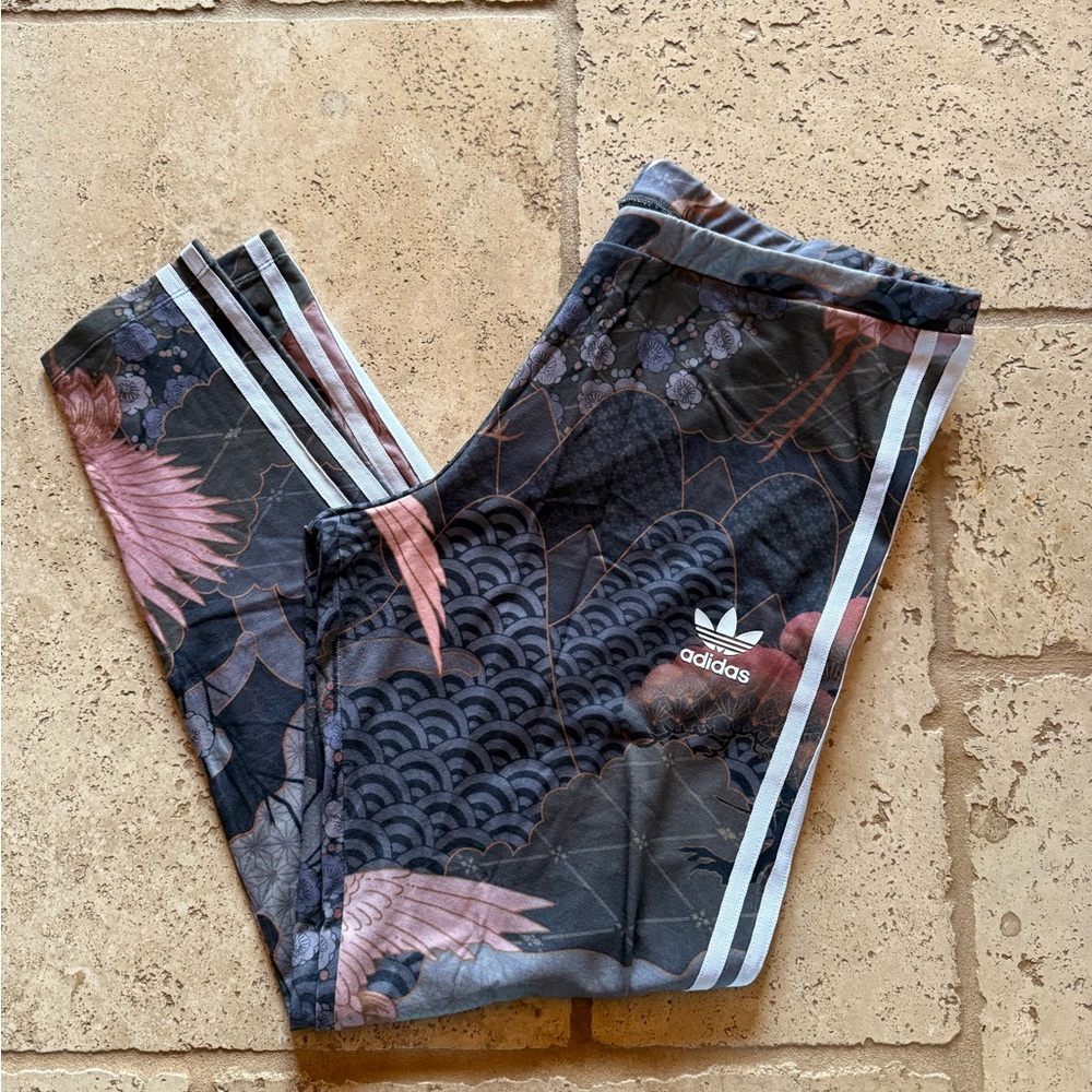 Adidas Rita Ora Leggings with Floral and Geometric Design - Black and Pink